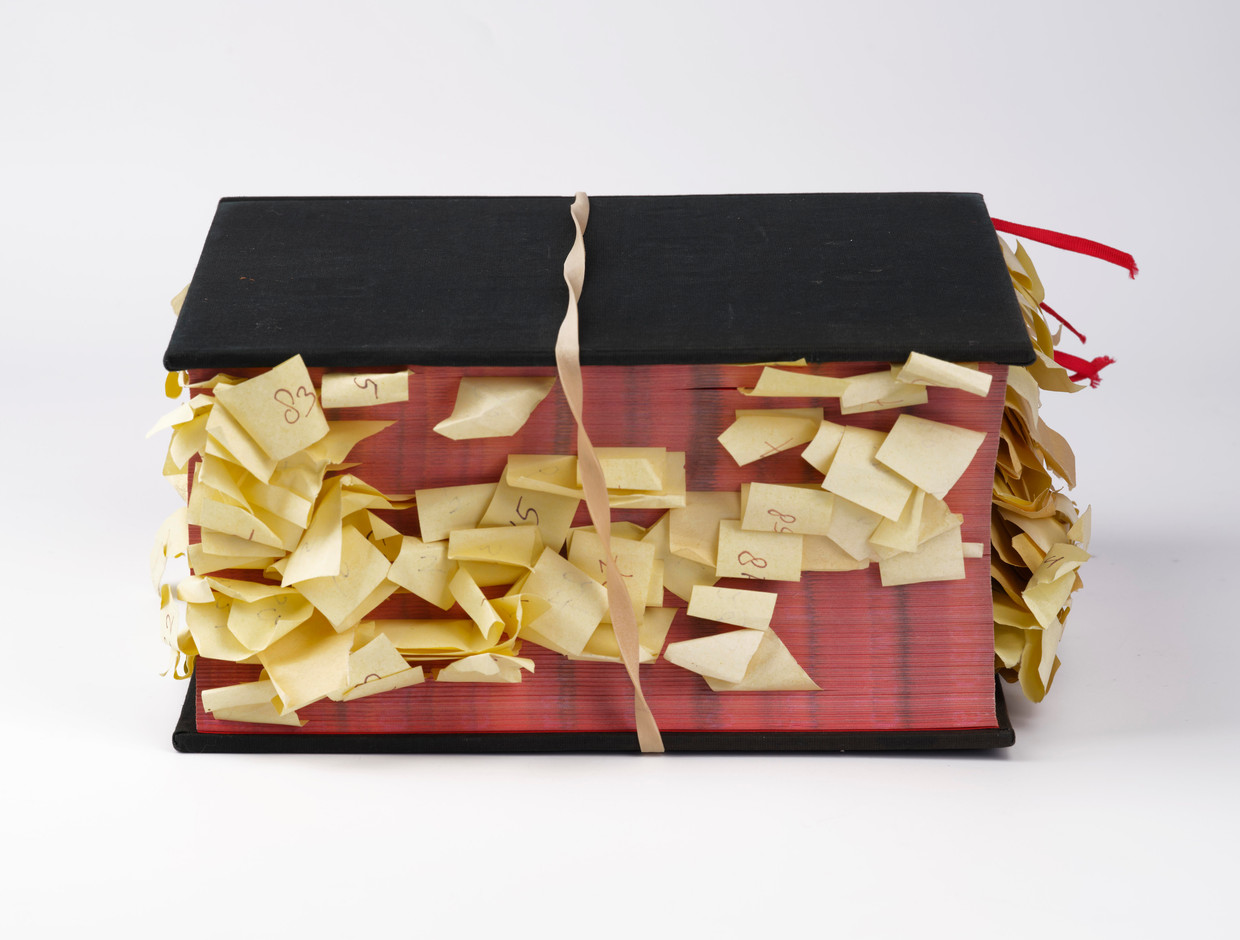 Beeld van de expositie 'Book Manifest', over het ontwerpproces van een boek.