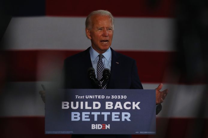 De Democratische presidentskandidaat Joe Biden hield donderdag een verkiezingstoespraak tijdens een bezoek aan een metaalfabriek in Dunmore, Pennsylvania.