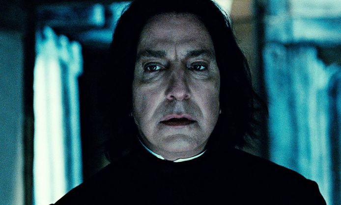 Alan Rickman als professor Sneep in 'Harry Potter'.