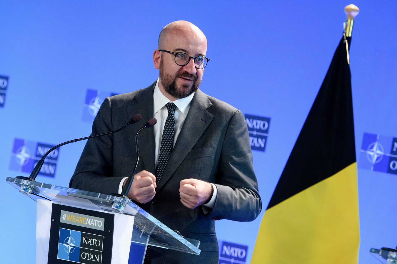 Charles Michel au siège de l'OTAN à Bruxelles, le 22 juin 2018.