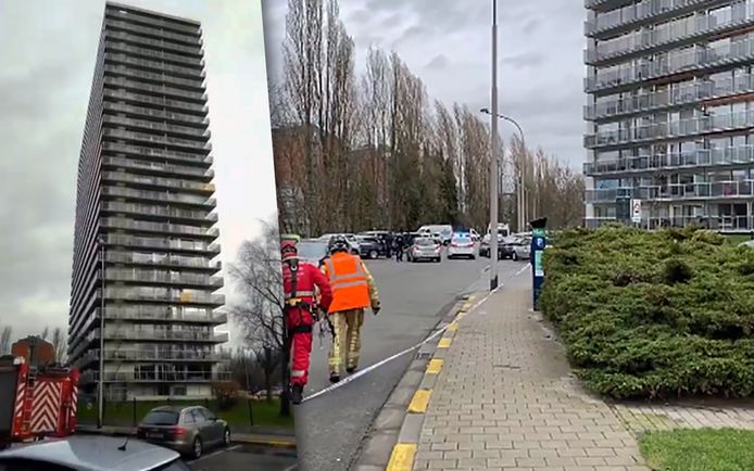 In Gent dreigt de glazen afsluiting van een appartementsgebouw van 25 verdiepingen aan het Spinmolenplein los te komen.