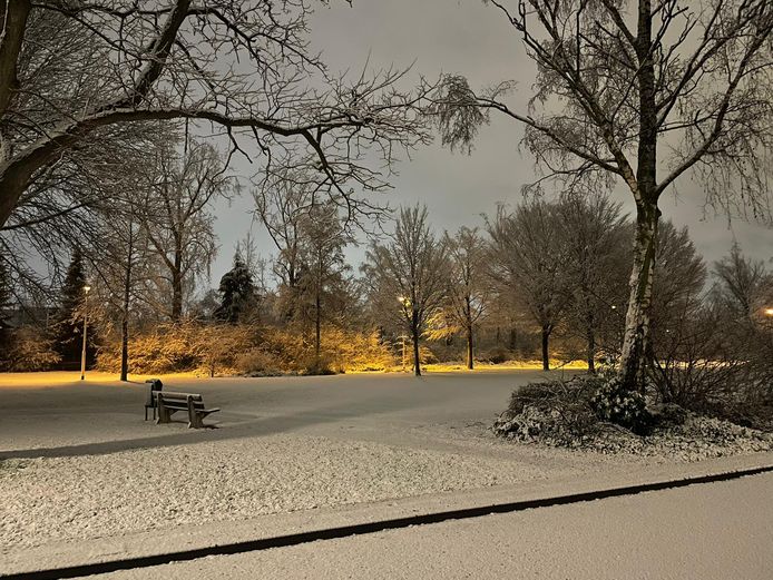 Winterse taferelen in een park in Eindhoven.