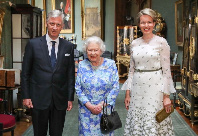 Koning Filip en koningin Mathilde met de Britse Queen.