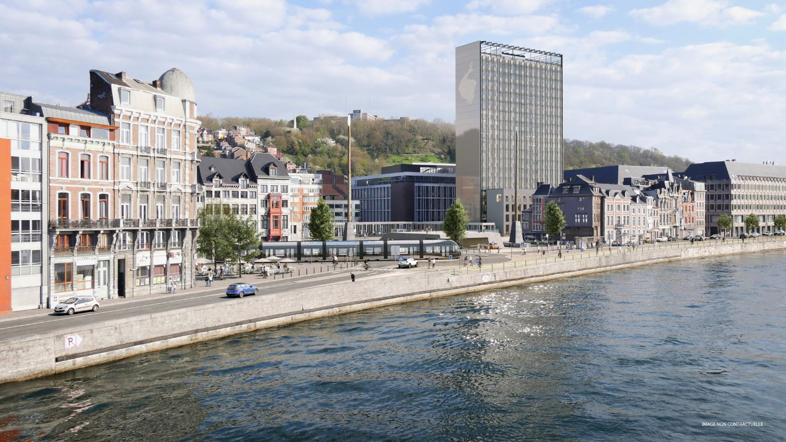 Parcours du tram sur le quai de la Batte.