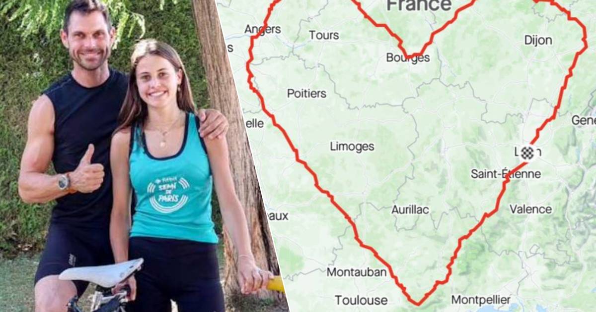 In bicicletta attraverso il “cuore della Francia”: padre e figlia battono il record per il più grande disegno su Strava con un cuore gigante a 2.156 chilometri (!) |  al di fuori