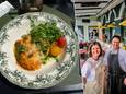 Links: het hoofdgerecht, parmigiana di melanzane. Rechts: Leen Maenhout en Olivier Degroote.