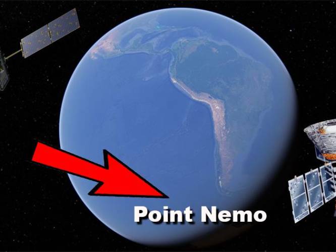 Om geen mensen te raken laat NASA kapotte ruimteschepen neerstorten in Point Nemo in het midden van de oceaan