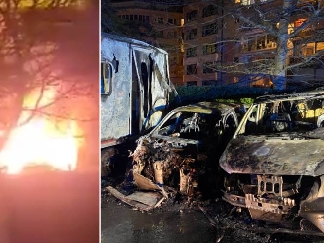 Zware brand op parking in Oostende wellicht aangestoken, drie auto’s uitgebrand en vierde beschadigd: “Onderzoek loopt volop verder”
