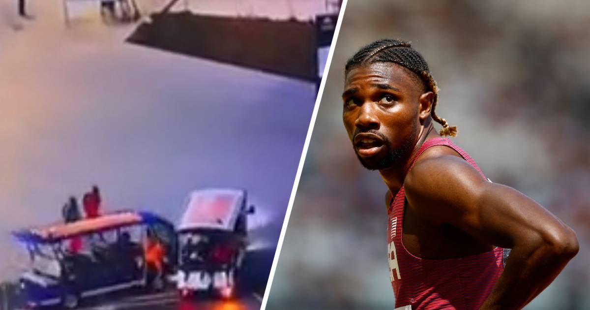 Bizarre botsing bij WK atletiek: golfkarretjes met atleten knallen op elkaar.