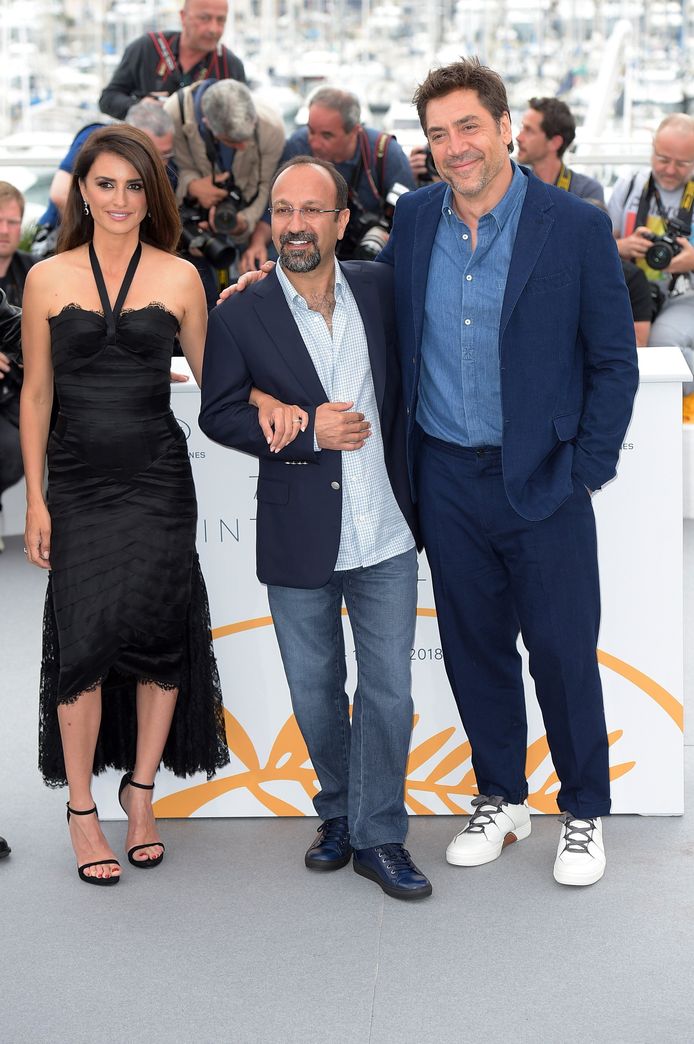 Penélope Cruz, Asghar Farhadi en Javier Bardem.