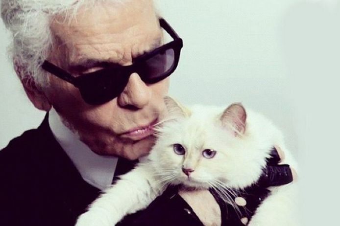 Karl Lagerfeld met zijn poes Choupette.