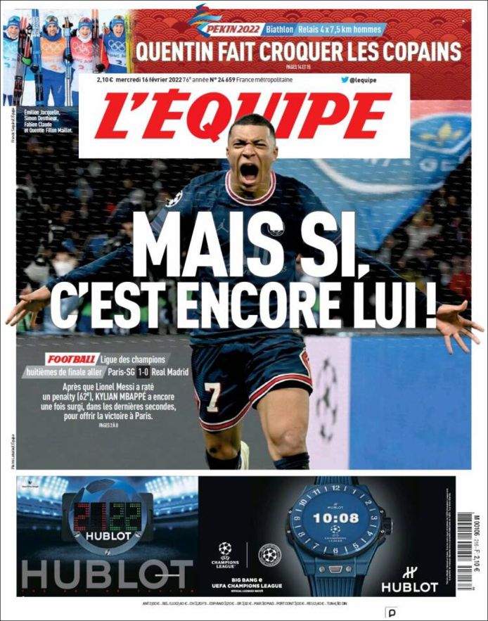 De cover van L'Equipe.