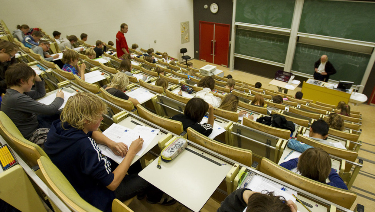 Een hoorcollegezaal van de UvA, vanaf nu ook online toegankelijk Beeld ANP