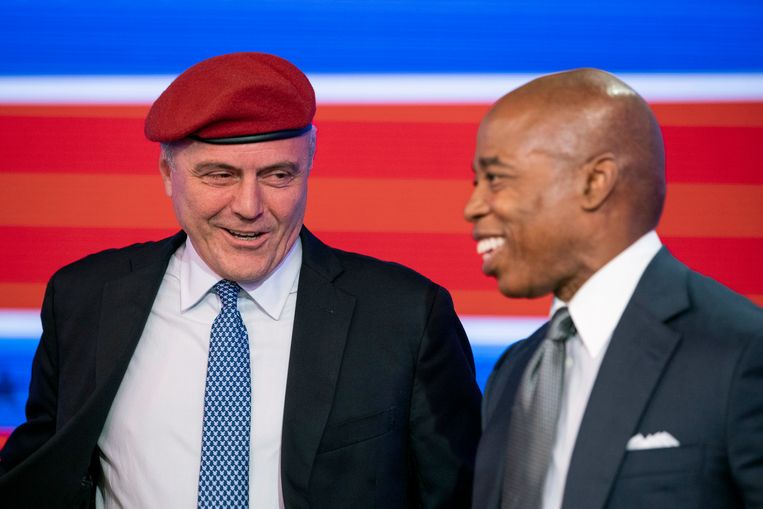 Curtis Sliwa en Eric Adams. Beeld AP