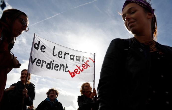 Leraren voerden in oktober vorig jaar in Den Haag actie voor een beter salaris.