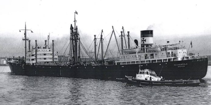 Het Duitse cargoschip Birkenfels, dat in 1966 zonk in de Noordzee.