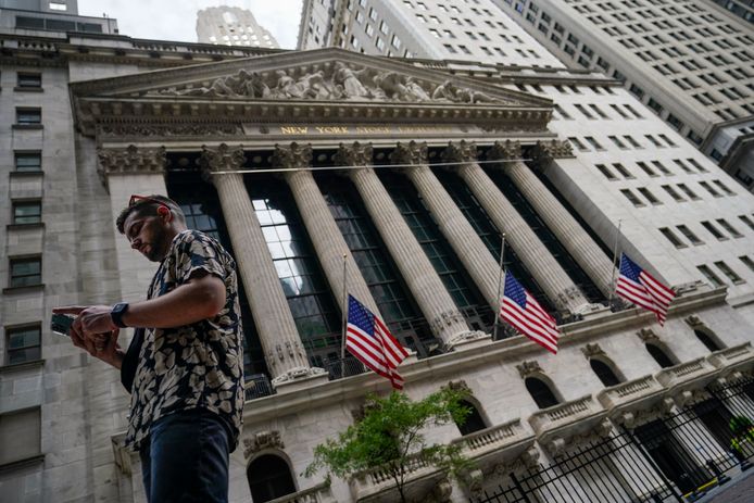 De beurs van New York op Wall Street.