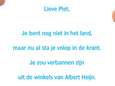 Albert Heijn schrijft gedicht aan Zwarte Piet