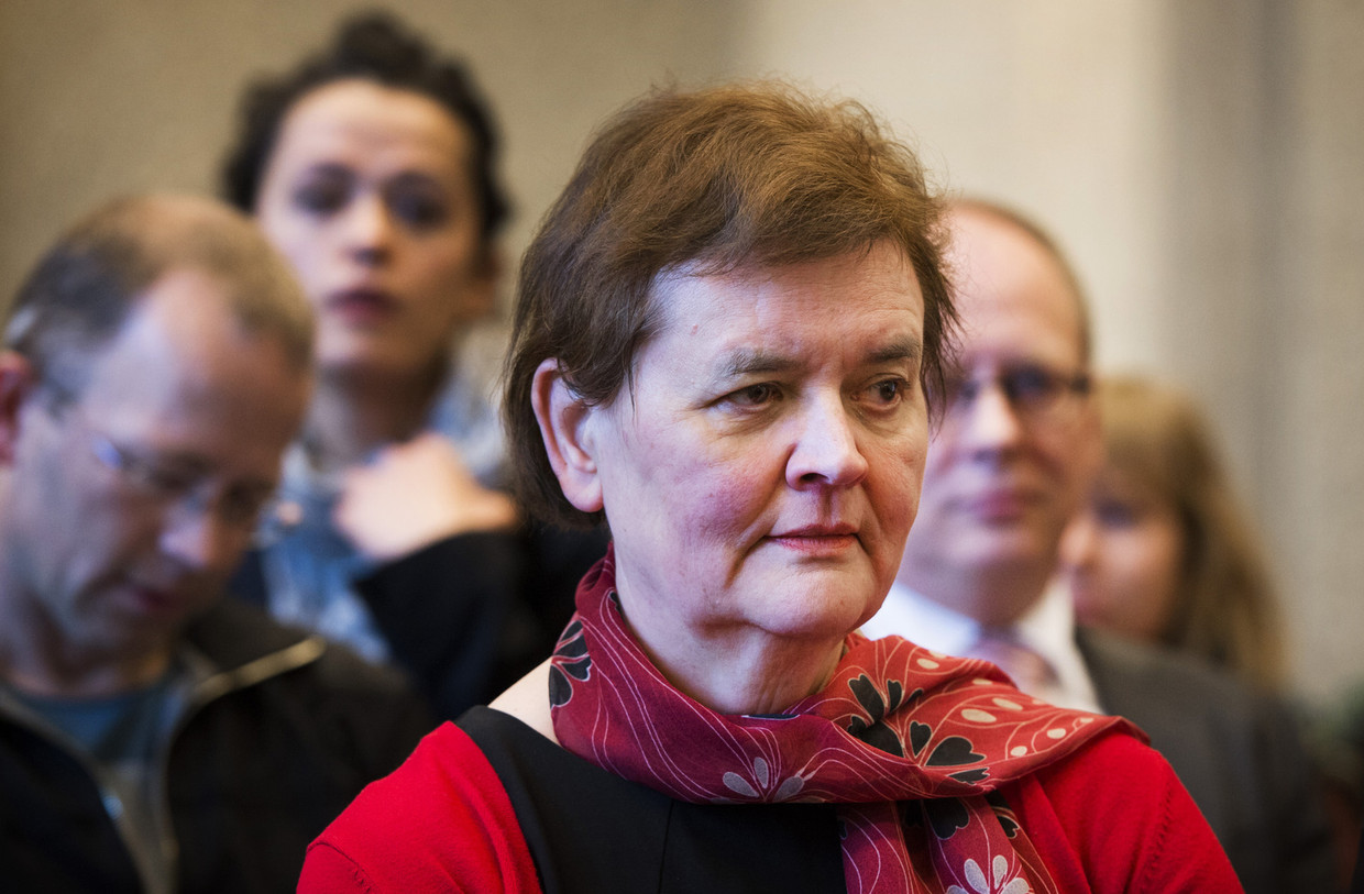 Rector magnificus Universiteit van Amsterdam Dymph van den Boom tijdens het kortgeding van de UvA over de bezetting van het Bungehuis. Beeld anp
