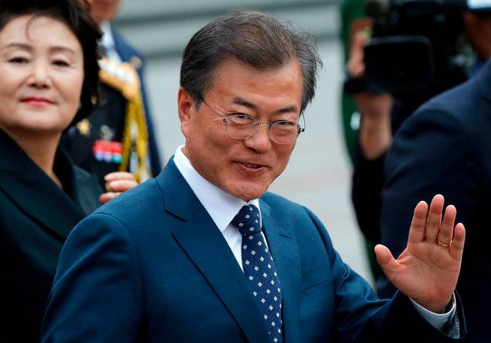 De Zuid-Koreaanse president Moon Jae-in tijdens zijn bezoek aan Moskou op 21 juni 2018.