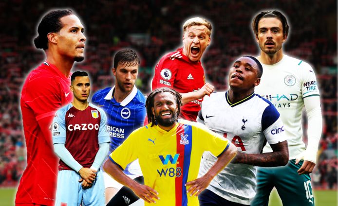 Virgil van Dijk, Anwar El Ghazi, Joël Veltman, Jaïro Riedewald, Donny van de Beek, Steven Bergwijn en Jack Grealish.