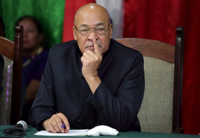 Bouterse tijdens een persconferentie na zijn veroordeling.