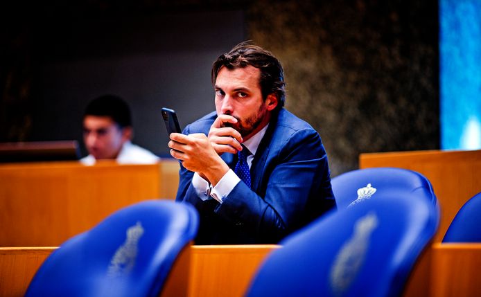 Thierry Baudet tijdens het debat over de coronacrisis.