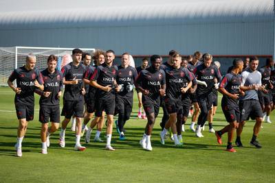 Tous les Diables à l'entraînement à la veille du match contre l'Estonie