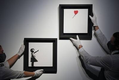 'Girl with Balloon’ van Banksy geveild voor 3,1 miljoen pond