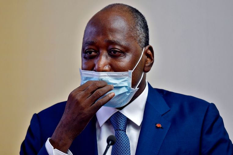 Amadou Gon Coulibaly tijdens een toespraak op 2 juli. Beeld AFP