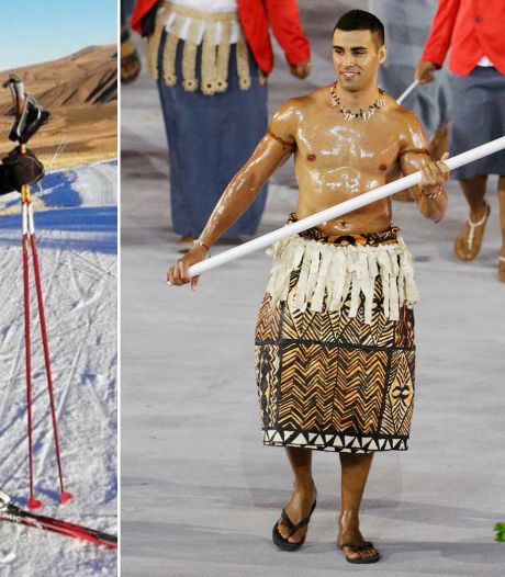 Halfnaakte vlaggendrager uit Tonga haalt Spelen als langlaufer