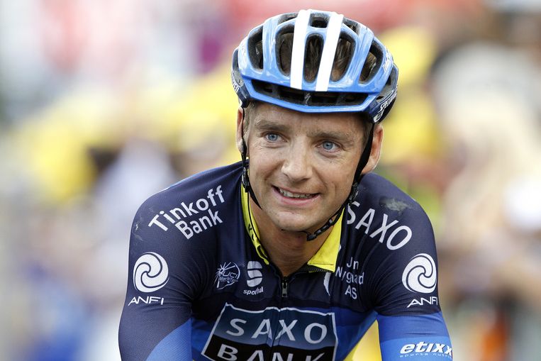 Karsten Kroon komt in 2012 over de finish van de zesde etappe van de Tour de France. Kroon reed toen een groot gedeelte van de rit in de kopgroep.  Beeld ANP