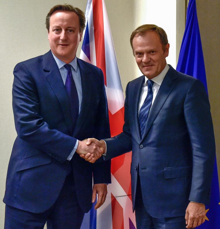 Zondagavond 29 november treffen Tusk en Cameron elkaar na afloop van de EU-Turkije-top. Beeld epa