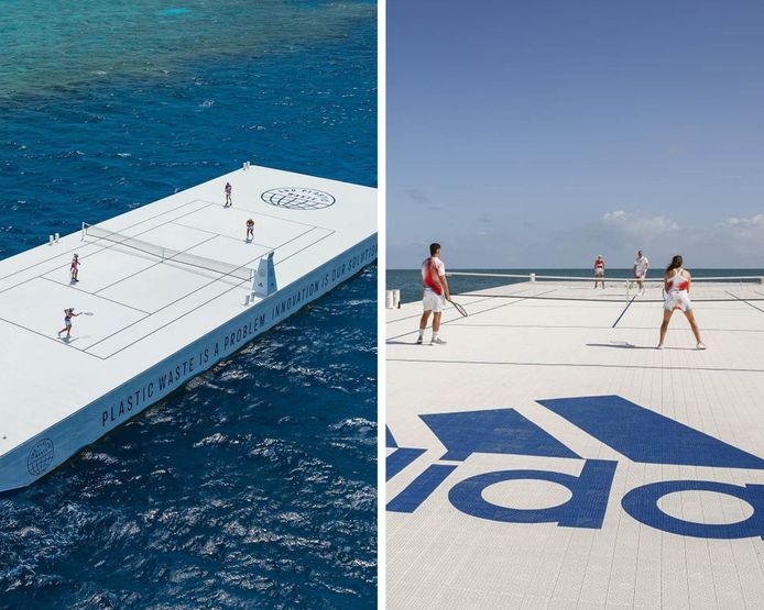 Adidas dévoile un terrain de tennis en pleine mer pour l’Open d’Australie.