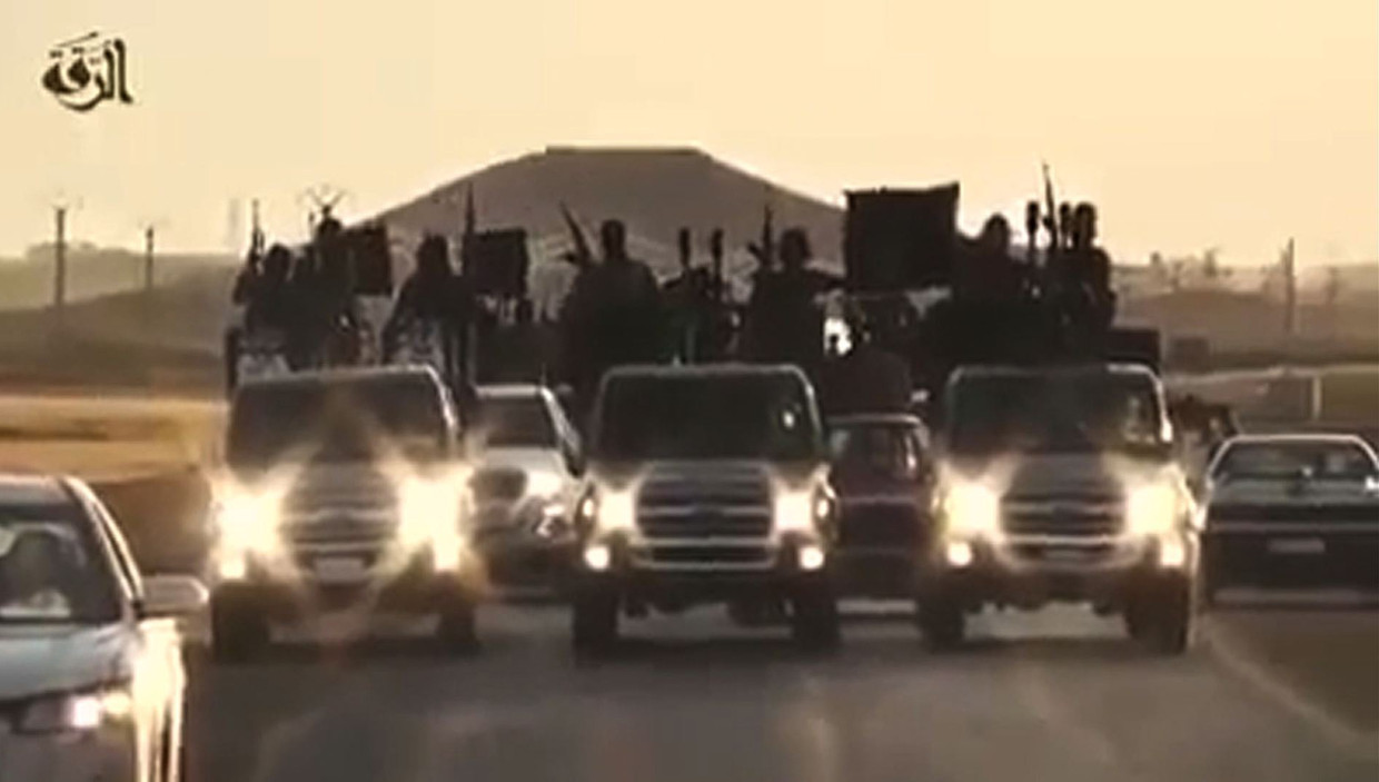 Still uit een video die is vrijgegeven door IS. Locatie onbekend. Beeld afp