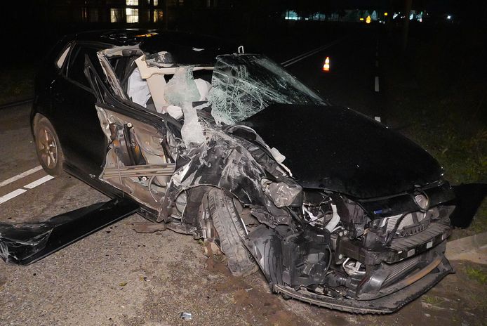 Op de Minervasingel in Arnhem-Zuid heeft in de nacht van donderdag op vrijdag een automobilist een trolleymast geramd