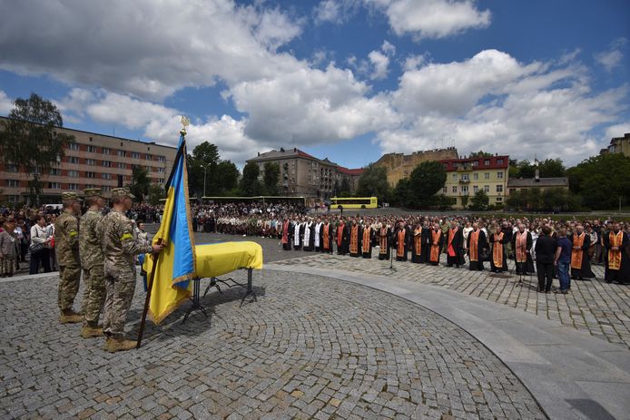 De afscheidsplechtigheid dinsdag in Lviv.