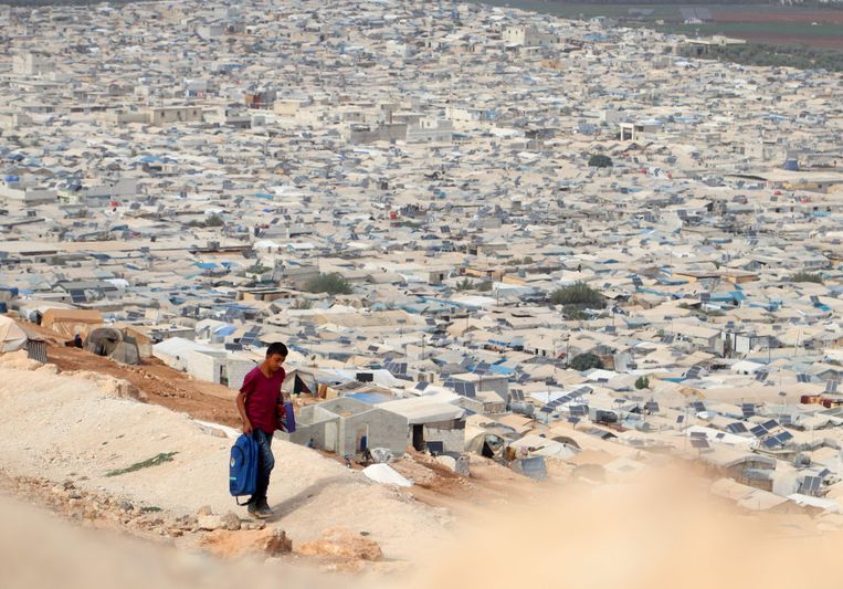 Een vluchtelingenkamp in Qah, bij de Turkse grens in Irak. Beeld AFP