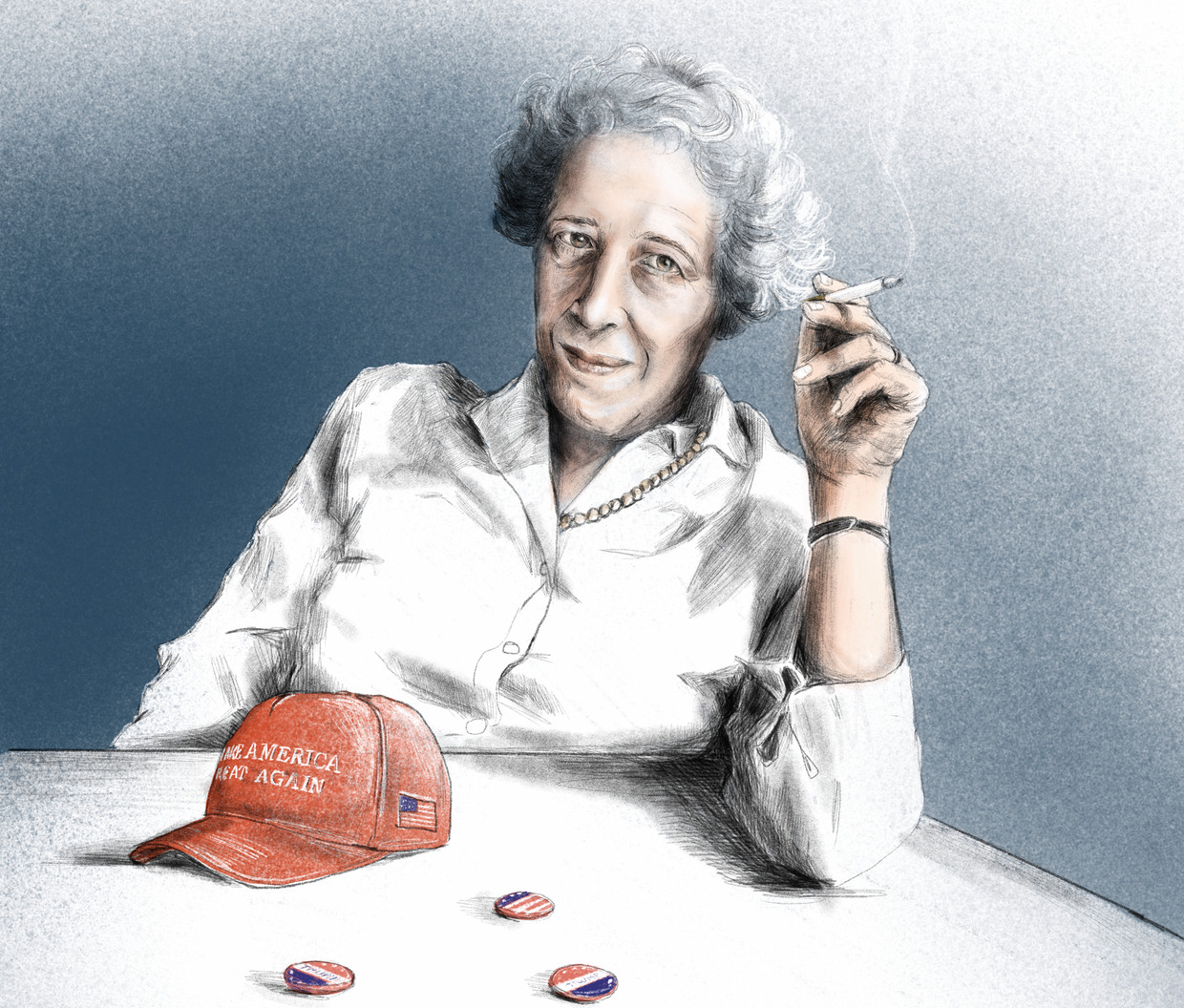 Alicja Gescinska over Hannah Arendt: ‘Zij zou vandaag veel problemen hebben met de kampen buiten Europa waar wij vluchtelingen opvangen’ Beeld Penelope Deltour