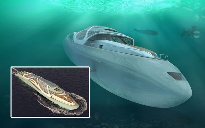 Met dit toekomstig luxejacht kan je naar een diepte van 300 meter onder de zeespiegel duiken.