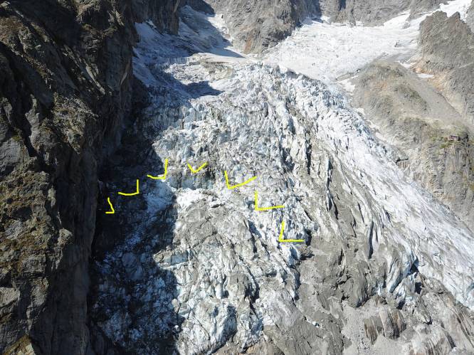 Gletsjer op Mont Blanc staat op instorten: 250.000 kubieke meter ijs dreigt af te breken