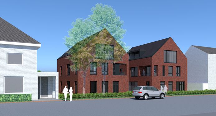 Een artist impression van de twee nieuwe appartementengebouwen zoals die moeten herrijzen aan de Julianastraat.