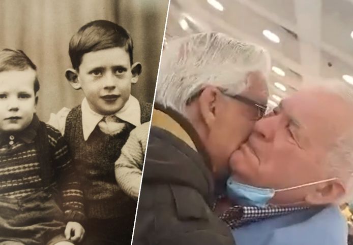 Ted en Geoff Nobbs vallen elkaar na 77 jaar voor het eerst in de armen.