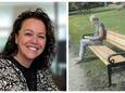 Maaike Leurink en een voorbeeld van de veertien parkbanken die uit haar naam in Oud Borne komen te staan.