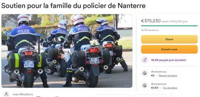 Une cagnotte de soutien au policier qui a tué Nahel récolte plus de 370.000 euros