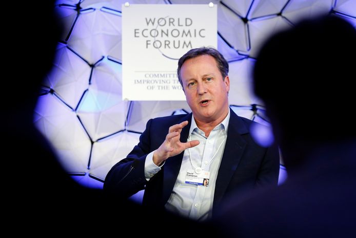 David Cameron op het Wereld Economisch Forum in Davos.
