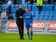 Ruud van Nistelrooij en Xavi Simons na de 1-1 bij Vitesse.