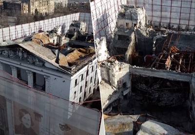Russen slopen gebombardeerd theater in Marioepol: “Ze willen de moord op honderden burgers verdoezelen”