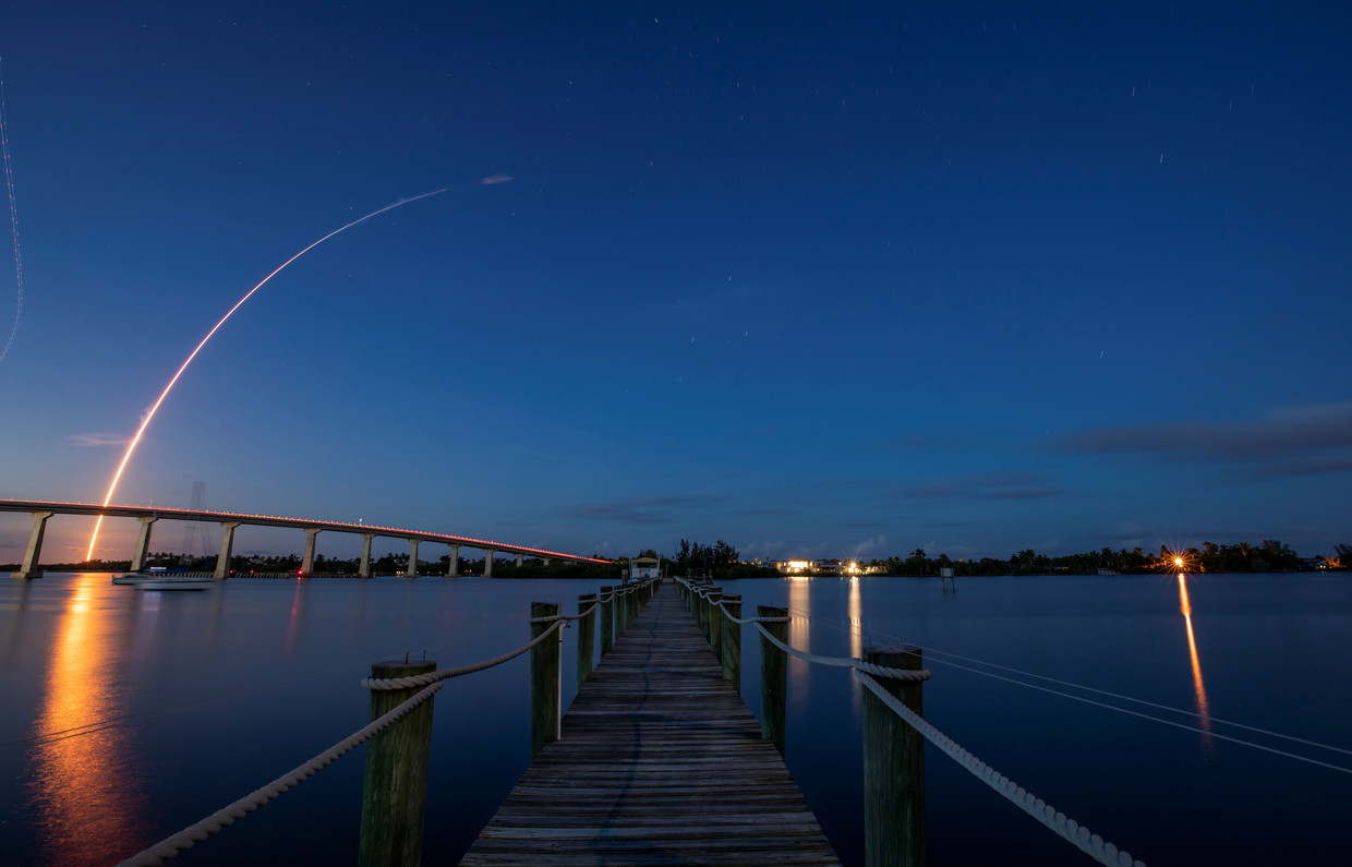 De raket vlak na de lancering in Florida Beeld REUTERS