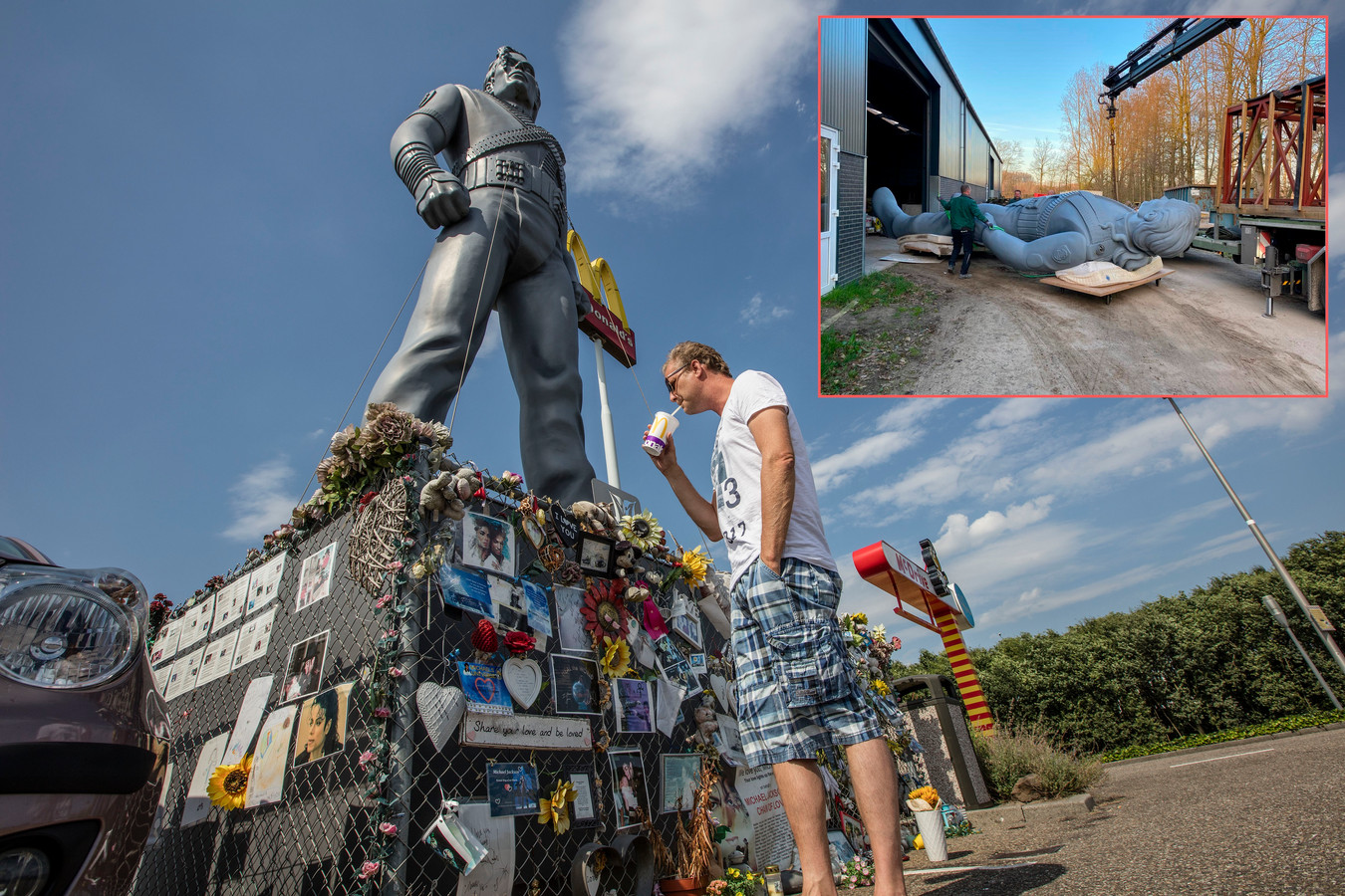 Nederlands Michael Jacksonbeeld van 10 meter ligt al twee jaar stof te happen in een loods
